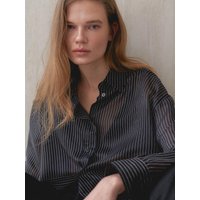 LIZ STRIPE OVERSHIRT SHIRT [BLACK]