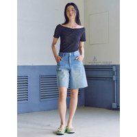 Heart Neck Stripe Shirt [Black] KEM