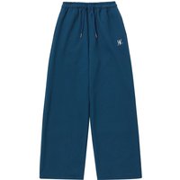 Fleece-lined Signature Relaxed Wide Sweatpants [Mid Blue]