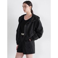 Pocket Seethrough Hooded Jacket [Black]