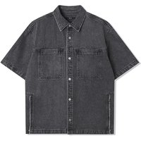 Double Pocket Short Sleeve Denim Shirt [GREY] HBSS