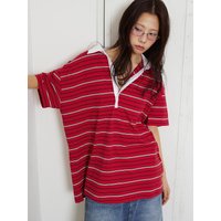 Multi Stripe Rugby Collar shirt [RED]