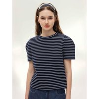 KEYWADEN Turtleneck Sleeve shirt [Navy stripeCream stripe]