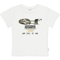 Star Camo ESCF Logo Collage Print Slim-Fit Short-Sleeve Shirt [WHITE]