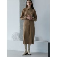 Pleated Shirt Dress_Camel
