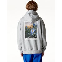Triangle Flower Fleece-Back Hoodie Grey