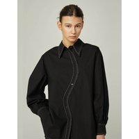Round Raw Cutting Shirt Black Round Raw Cutting Shirt Black