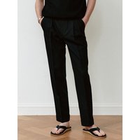 Essential Pleated Linen-Blend chinos _ Black Essential Pleated Linen-Blend chinos _ Black
