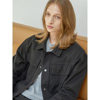 Colored Denim Basick Trucker Jacket _ Black Colored Denim Basick Trucker Jacket _ Black