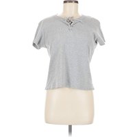Brandy Melville Short Sleeve Henley Shirt: Gray Tops Brandy Melville Short Sleeve Henley Shirt: Gray Tops