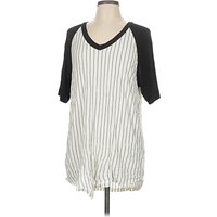 John Galt Short Sleeve Henley Shirt: Silver Tops John Galt Short Sleeve Henley Shirt: Silver Tops