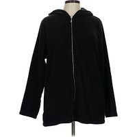 Quacker Factory Zip Up Hoodie: Black Tops Quacker Factory Zip Up Hoodie: Black Tops