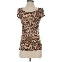 Love Culture Short Sleeve Shirt: Brown Animal Print Pattern Tops