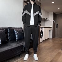 Men’s Sporty Zip-Up Tracksuit Set – Stylish Stand Collar Sweatshirt & Lounge Pants BlackKhakiNavy, Sizes M-