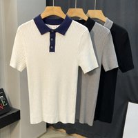 Men’s Clothing Light luxury color matching slim breathable knit sweater men’s polo shirt short sleeve summer casual all match half sleeved T shirt Men’s Clothing Light luxury color matching slim breathable knit sweater men’s polo shirt short sleeve summer casual all match half sleeved T shirt