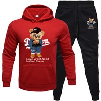 Men’s Clothing Hour Fashionable Teddy Bear Print With Thick Fleece For Winter Warmth And Leisure Set Men’s Clothing Hour Fashionable Teddy Bear Print With Thick Fleece For Winter Warmth And Leisure Set