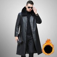 Men’s Clothing Men’s Faux Leather Long Coat With Detachable Fur Collar, Winter Warm Fleece Lined Jacket For Casual Outwear Men’s Clothing Men’s Faux Leather Long Coat With Detachable Fur Collar, Winter Warm Fleece Lined Jacket For Casual Outwear