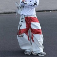 Vintage Chain Print White Jeans Men’s Baggy Straight-Leg Denim Pants S-, Hip-Hop Streetwear​ Vintage Chain Print White Jeans Men’s Baggy Straight-Leg Denim Pants S-, Hip-Hop Streetwear​