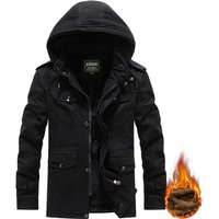 ​​Men’s Winter Jacket Thickened Fleece-Lined, % Cotton, Oversized Hooded Parka KhakiGreenBlack, M-, Breathable & Multi-Pocket​​ ​​Men’s Winter Jacket Thickened Fleece-Lined, % Cotton, Oversized Hooded Parka KhakiGreenBlack, M-, Breathable & Multi-Pocket​​