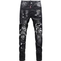 Men’s Clothing Luxury Ripped Patch Jeans For Men Slim Fit Skinny High Waist Elastic Casual Trousers Nostalgic Washed Men’s Clothing Luxury Ripped Patch Jeans For Men Slim Fit Skinny High Waist Elastic Casual Trousers Nostalgic Washed