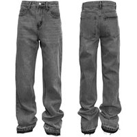 Men’s Clothing Distressed Flared Jeans – Vintage Grey Cleanfit Denim With Frayed Hem, High Street Micro Bell Bottoms- Men’s Clothing Distressed Flared Jeans – Vintage Grey Cleanfit Denim With Frayed Hem, High Street Micro Bell Bottoms-