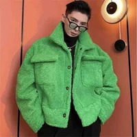 Faux Fur Winter Jackets Green Wool Coats Korean Style Hip Hop Oversize Fashion Parka Single Breasted Men’s Casual Faux Fur Winter Jackets Green Wool Coats Korean Style Hip Hop Oversize Fashion Parka Single Breasted Men’s Casual