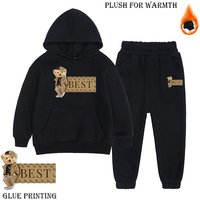 Kids’ Teddy Bear Print Fleece Set – Hooded Zip-Up Jacket & Joggers, Cozy Streetwear Outfit Kids’ Teddy Bear Print Fleece Set – Hooded Zip-Up Jacket & Joggers, Cozy Streetwear Outfit