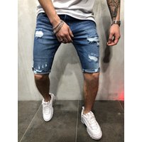 European And American Men’s New Denim Capris With Fashionable Holes, Slim Fit And Slimming Shorts European And American Men’s New Denim Capris With Fashionable Holes, Slim Fit And Slimming Shorts