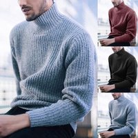 Men’s autumn and winter sweater fashion solid color turtleneck long-sleeved knit top jumper Men’s autumn and winter sweater fashion solid color turtleneck long-sleeved knit top jumper