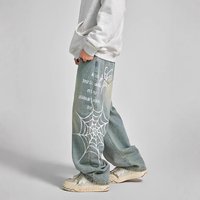 Men’s Clothing High Street Ins Same Style Trendy Brand Personality Spider Web Print Jeans Straight Wide Leg Casual Trousers Men Men’s Clothing High Street Ins Same Style Trendy Brand Personality Spider Web Print Jeans Straight Wide Leg Casual Trousers Men