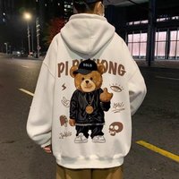 Fleece Hoodie – Oversized Pullover With Print, Warm Winter Wear BlackWhiteGrayPinkGreenBlue, M- Fleece Hoodie – Oversized Pullover With Print, Warm Winter Wear BlackWhiteGrayPinkGreenBlue, M-