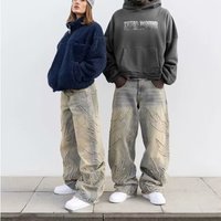 Men’s Vintage Bat Embroidery Loose Fit Jeans YK Streetwear Casual Denim Pants​ Men’s Vintage Bat Embroidery Loose Fit Jeans YK Streetwear Casual Denim Pants​