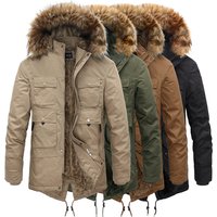 Men’s Clothing Men’s Longline Fleece-Lined Parka – Detachable Hood Winter Coat Colors, L-​