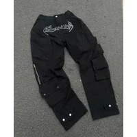 Jeans YK Haruku Hip Hop Retro Black Multi Pocket Cargo Pants Man Punk Gothic Baggy Wide Leg Trousers Streetwear Jeans YK Haruku Hip Hop Retro Black Multi Pocket Cargo Pants Man Punk Gothic Baggy Wide Leg Trousers Streetwear