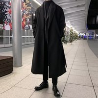 ​​Men’s Long Trench Coat Slim Fit Wool-Blend Overcoat With Notched Lapel BlackBrown, M-​​ ​​Men’s Long Trench Coat Slim Fit Wool-Blend Overcoat With Notched Lapel BlackBrown, M-​​