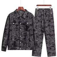 Men’s Clothing Old Retro Washed Denim Suit Loose Jacket Coat Casual Two Piece Suit Trendy Men’s Clothing Old Retro Washed Denim Suit Loose Jacket Coat Casual Two Piece Suit Trendy
