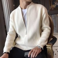 ​​Double-Zip Knit Cardigan Slim-Fit V-Neck Pullover For Men M-, GreyBlackBeige​​ ​​Double-Zip Knit Cardigan Slim-Fit V-Neck Pullover For Men M-, GreyBlackBeige​​