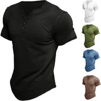 Men’s Henley Shirts Short Sleeve Men’s Solid Color T Shirt Tops