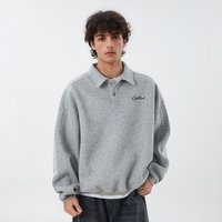 Men’s Retro Oversized Polo Collar Sweatshirt – Long Sleeve Button Neck Pullover Top For Autumn Black, Grey, White​ Men’s Retro Oversized Polo Collar Sweatshirt – Long Sleeve Button Neck Pullover Top For Autumn Black, Grey, White​