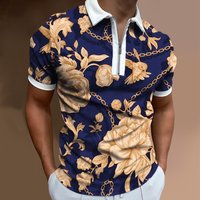 Men’s clothing personalized printed polo shirt shirt outdoor lapel short-sleeved sweatshirt
