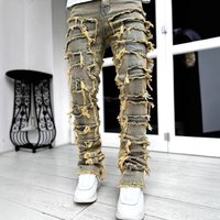 ​Men’s Slim Straight Stretch Washed Jeans – Vintage Yellow High Street Casual Trousers For Youth​ ​Men’s Slim Straight Stretch Washed Jeans – Vintage Yellow High Street Casual Trousers For Youth​