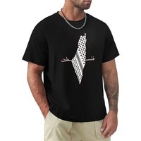 JRJZ Men’s Clothing Kids Palestine Map Print Short Sleeve Casual Cotton Shirt For Men Arabic Shemagh Palestine Flag ROLI.