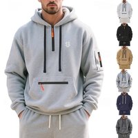 Men’s Quarter-Zip Fleece Hoodie | Letter Embroidery Streetwear Men’s Quarter-Zip Fleece Hoodie | Letter Embroidery Streetwear
