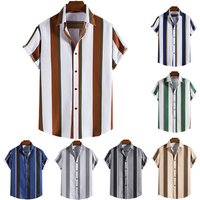 Men’s Clothing foreign trade summer men’s striped short-sleeved shirt European size Hawaiian shirt for men Men’s Clothing foreign trade summer men’s striped short-sleeved shirt European size Hawaiian shirt for men