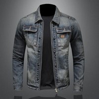 ​​Men’s Vintage Zip-Up Biker Denim Jacket Retro Distressed Motorcycle Style Coat With Metal Accents Classic Wash​​ ​​Men’s Vintage Zip-Up Biker Denim Jacket Retro Distressed Motorcycle Style Coat With Metal Accents Classic Wash​​