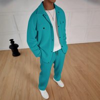 Men’s Casual Track Suit Set – Breathable Polyester Jacket & Straight Fit Pants Colors