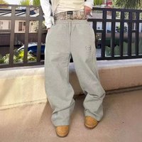 YK Retro Straight Pants Tracksuit Streetwear Pants Personalized Pant Leg Zipper Embroidery Hip Hop Casual Joggers Men Pants