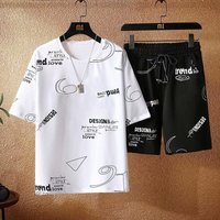 Men’s Clothing summer sports men’s five point short sleeved running basketball uniforms casual loose T shirt shorts two piece suit