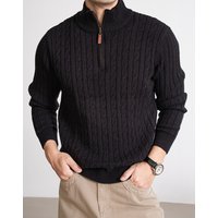 ​Men’s Cable Knit Sweater Winter Half-Zip Pullover Thickened Casual Crewneck Jumper For Daily Wear​ ​Men’s Cable Knit Sweater Winter Half-Zip Pullover Thickened Casual Crewneck Jumper For Daily Wear​