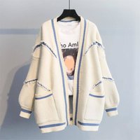 Color Block Fringe Letter Knit Cardigan Oversized Longline Sweater One Size Plush & Warm For AutumnWinter​ Color Block Fringe Letter Knit Cardigan Oversized Longline Sweater One Size Plush & Warm For AutumnWinter​